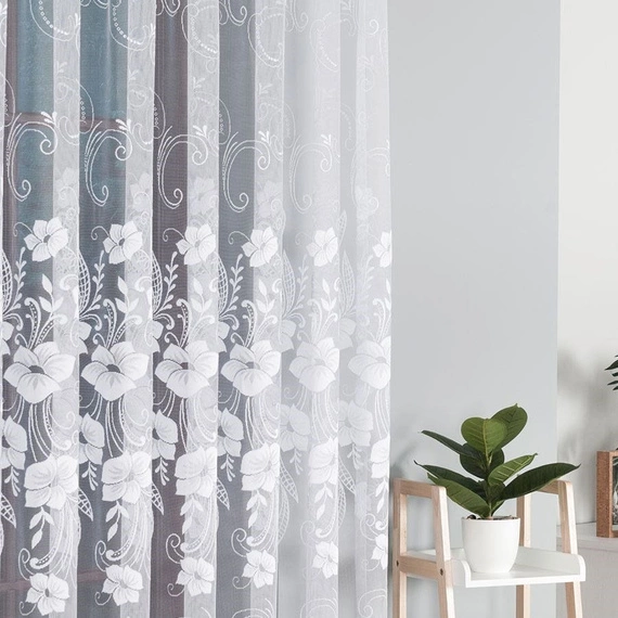 Firanka żakardowa 018041 / kolor biały / kupon 100x250cm