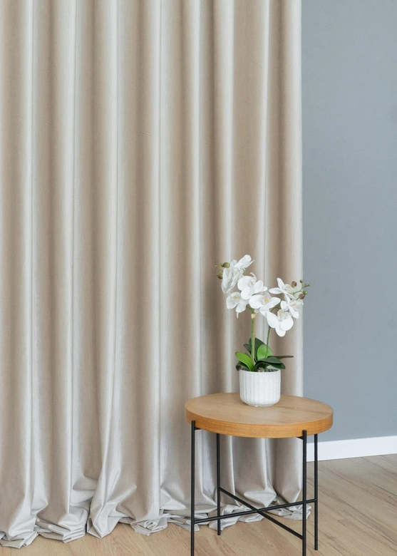 Tkanina zasłonowa VELVET EDEN prążkowana / wysokość 280cm / kolor 02 jasny ciepły beż