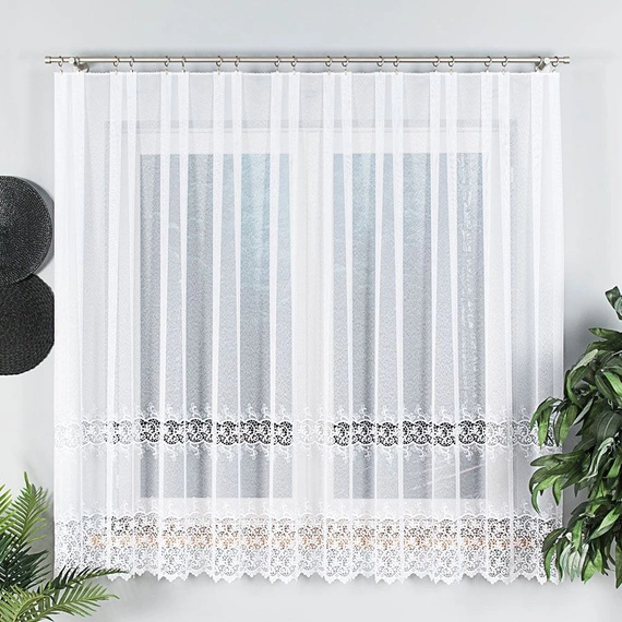 Firanka z aplikacją gipiurową 008210 / wysokość 175cm