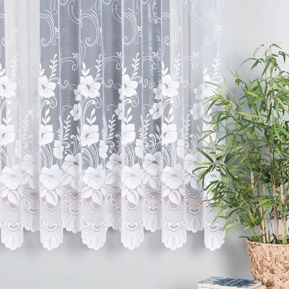 Firanka żakardowa 018041 / kolor biały / kupon 210x180cm