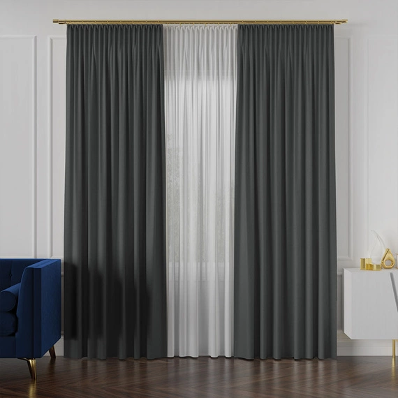 Tkanina zasłonowa na metry Lukrecja / wysokość 310cm / kolor 034 grafitowy