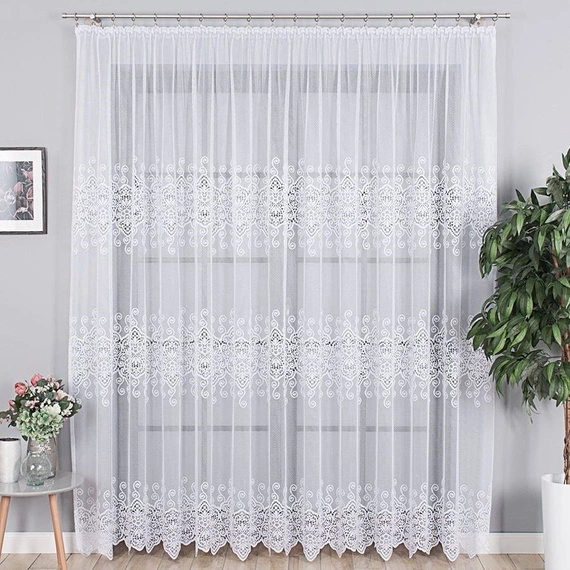 Firanka żakardowa 018495 / kolor biały / wysokość 250cm