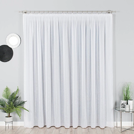 Firanka fantazyjna w pasy 018234 / kolor biały / wysokość 290cm