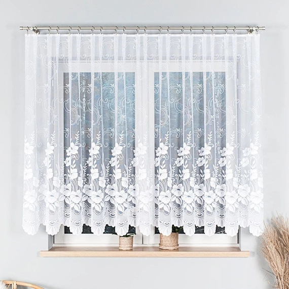 Firanka żakardowa 018041 / kolor biały / wysokość 150cm