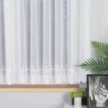 Firanka haftowana z wzorem na samym dole 008240 / kolor biały / wysokość 160cm