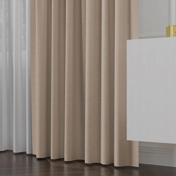 Tkanina zasłonowa na metry Lukrecja / wysokość 310cm / kolor 008 ciemnobeżowy