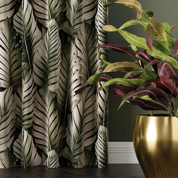Tkanina zasłonowa w liście TROPICANA / wysokość 300cm
