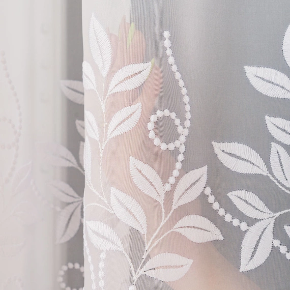 Firanka haftowana na metry 242778 / kolor biały / wysokość 160cm