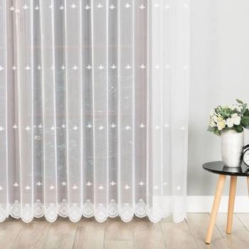 Firanka haftowana z wzorem po całości 024489 / kolor biały / wysokość 250cm