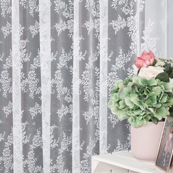 Firanka żakardowa 090375 / kolor biały / kupon 200x250cm