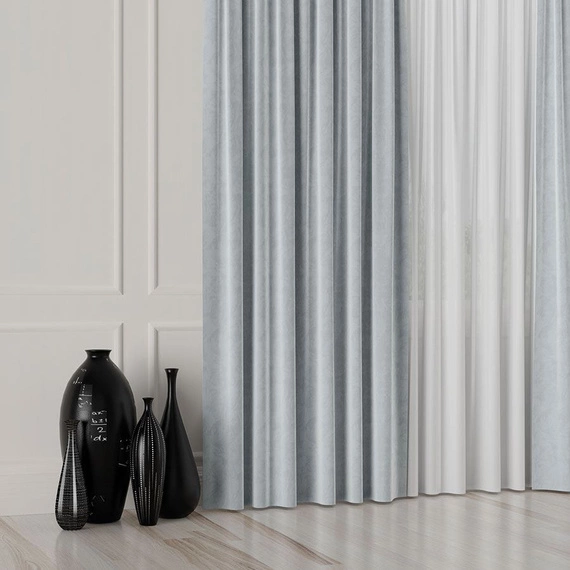 Tkanina zasłonowa na metry VELVET / wysokość 300cm / kolor 060 szaroniebieski