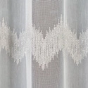 Firanka haftowana z wzorem pasowym 112750 / kolor biały z szarym i srebrnym / wysokość 160cm
