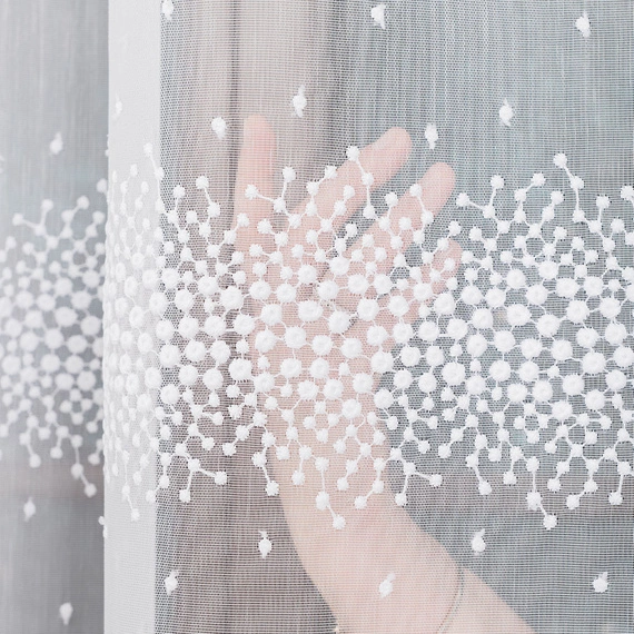 Firanka haftowana na metry 112853 / kolor biały / wysokość 280cm