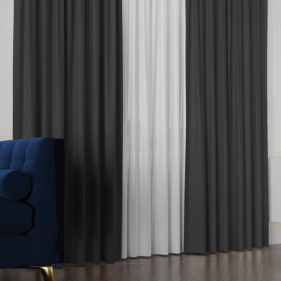 Tkanina zasłonowa na metry Lukrecja / wysokość 310cm / kolor 035 ciemny grafit