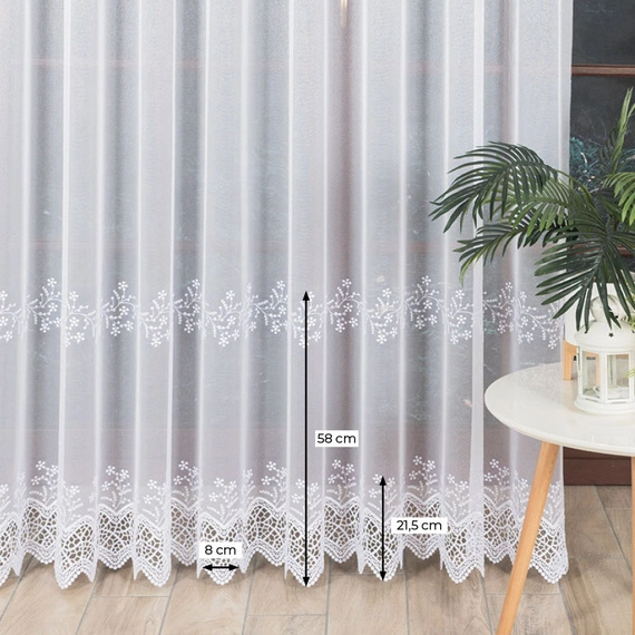 Firanka haftowana na metry 112719 / kolor biały / kupon 190x280cm