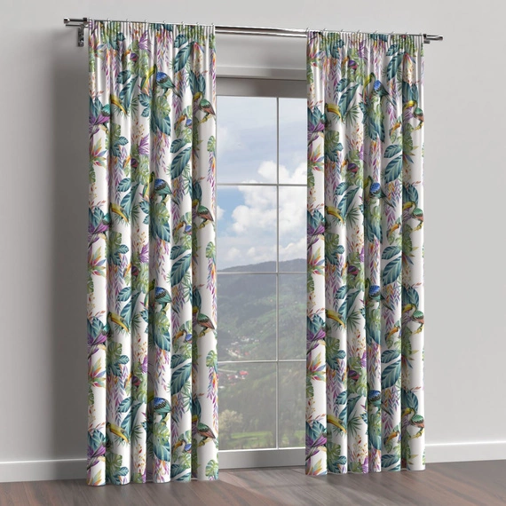 Tkanina zasłonowa w liście, pastelowa TUKANY 105 - 150cm