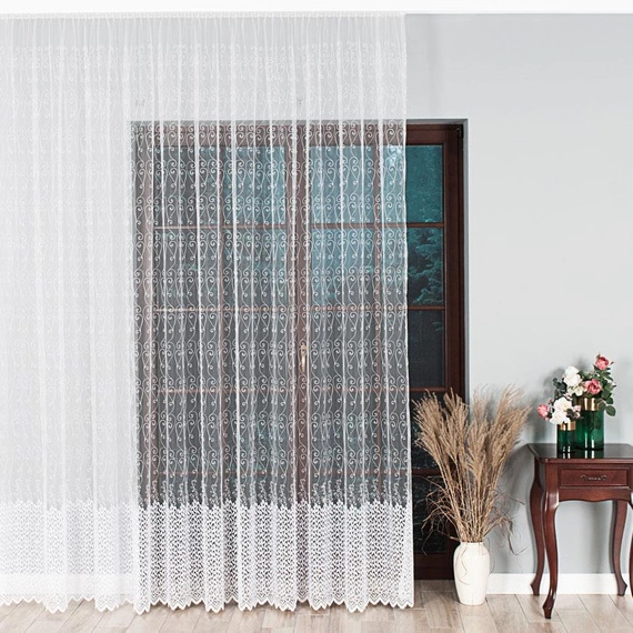 Firanka haftowana 908486 / kolor biały / wysokość 290cm