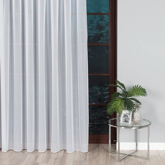 Woal gładki PREMIUM z obciążnikiem / kolor biały / wysokość 300cm