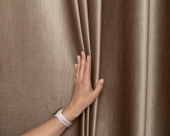 Tkanina zasłonowa VELVET EDEN prążkowana / wysokość 280cm / kolor 05 jasny ciepły brąz