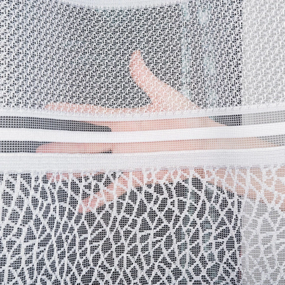 Firanka żakardowa na metry 017834 / kolor biały + szary / wysokość 180cm