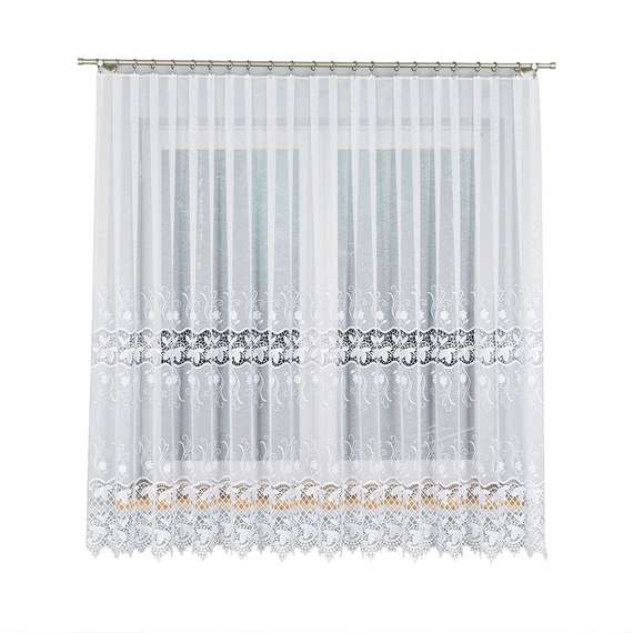 Firanka haftowana z aplikacją na metry 122795 / kolor biały / wysokość 180cm