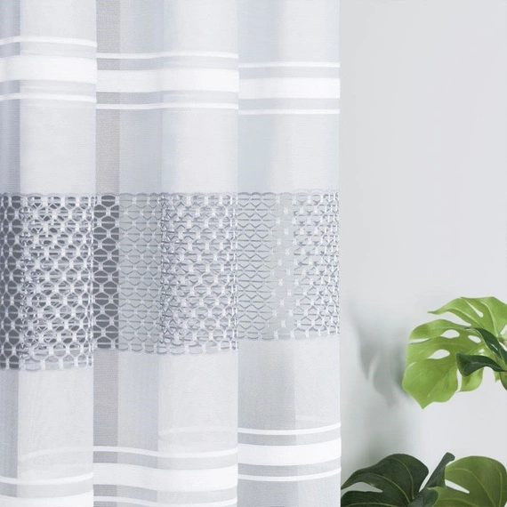 Firanka żakardowa na metry 018601 (szare pasy) - wysokość 180cm