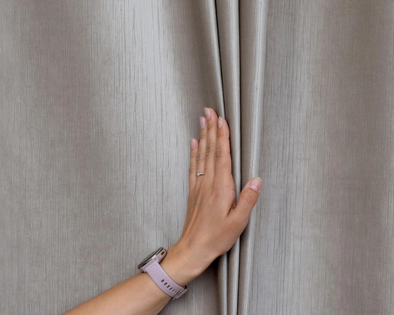 Tkanina zasłonowa VELVET EDEN prążkowana / wysokość 280cm / kolor 07 zimny ciemny beż