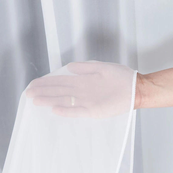 Firanka z woalu na taśmie Wave / szyta na miarę / kolor biały