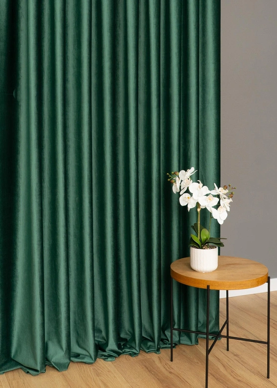 Tkanina zasłonowa VELVET EDEN prążkowana / wysokość 280cm / kolor 17 ciemna zieleń butelkowa