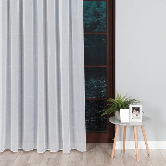 Woal kreszowany PREMIUM z obciążnikiem / kolor biały / kupon 440x110cm