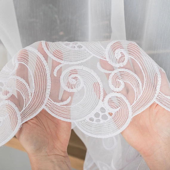 Firanka haftowana na metry 926122 / kolor biały / wysokość 180cm