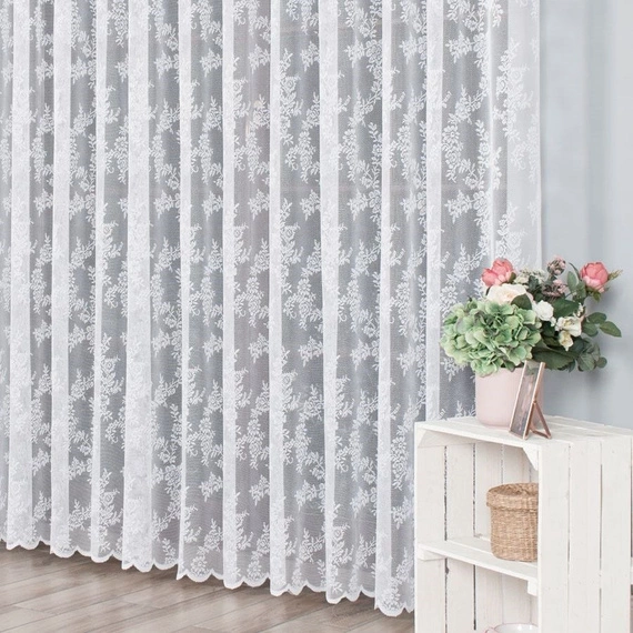 Firanka żakardowa 090375 / kolor biały / kupon 200x250cm