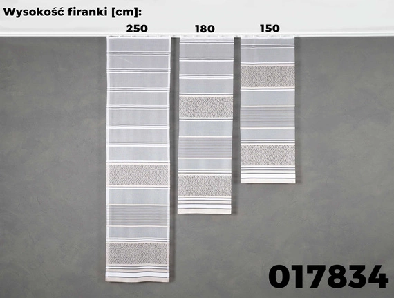 Firanka żakardowa na metry 017834 / kolor biały + szary / wysokość 180cm
