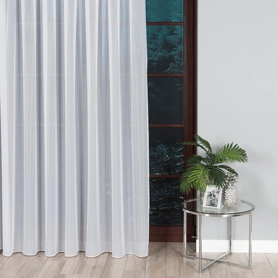 Woal gładki PREMIUM z obciążnikiem / kolor biały / wysokość 320cm