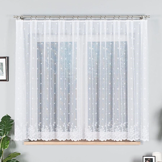 Firanka żakardowa 054160 / kolor biały / wysokość 160cm