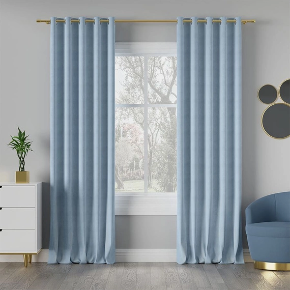 Tkanina zasłonowa MILAS / wysokość 290cm / kolor 048 (baby blue)