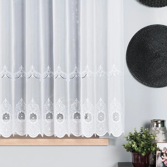 Firanka haftowana 029769 / kolor biały / wysokość 160cm