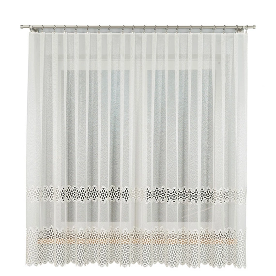 Firanka haftowana z aplikacją na metry 008897 / kolor kremowy / wysokość 175cm