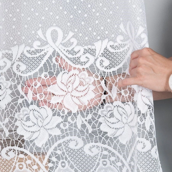 Firanka żakardowa 017480 / kolor biały / wysokość 180cm