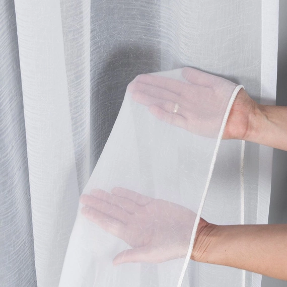 Woal kreszowany PREMIUM z obciążnikiem / kolor biały / wysokość 275cm