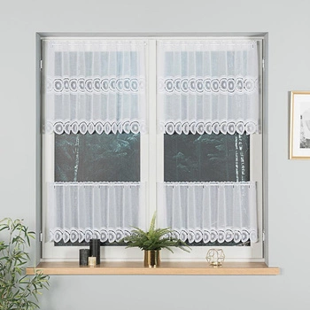 Firanka zazdroska haftowana na metry 112769 / kolor biały / wysokość 60cm