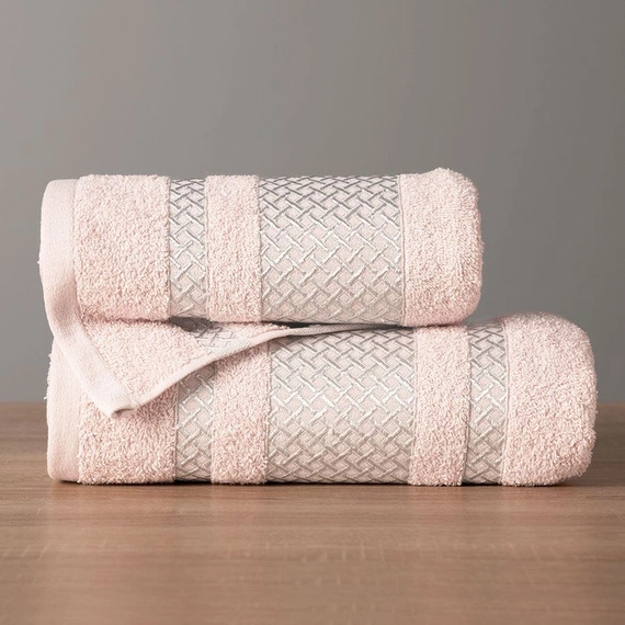 LIONEL Ręcznik, 70x140cm, kolor 119 pudrowy ze srebrną bordiurą LIONEL/RB0/119/070140/1