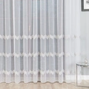 Firanka haftowana z wzorem pasowym 112750 / kolor biały z szarym i srebrnym / kupon 160x280cm