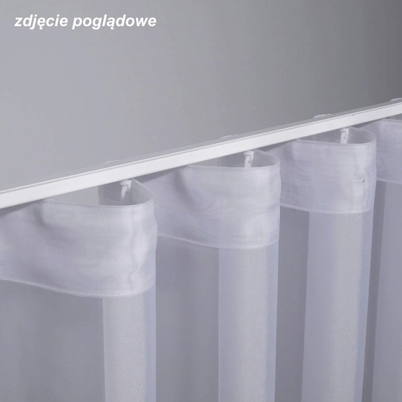 Firanka z tiulu na taśmie Wave / szyta na miarę / kolor biały