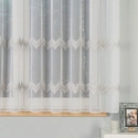 Firanka haftowana z wzorem pasowym 112750 / kolor biały z szarym i srebrnym / wysokość 160cm