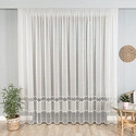 Firanka z aplikacją z wzorem pasowym 008897 / kolor kremowy / wysokość 280cm