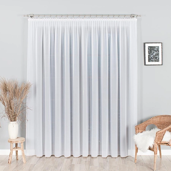 Firanka fantazyjna 031671 z ołowianką / kolor biały / kupon 140x300cm