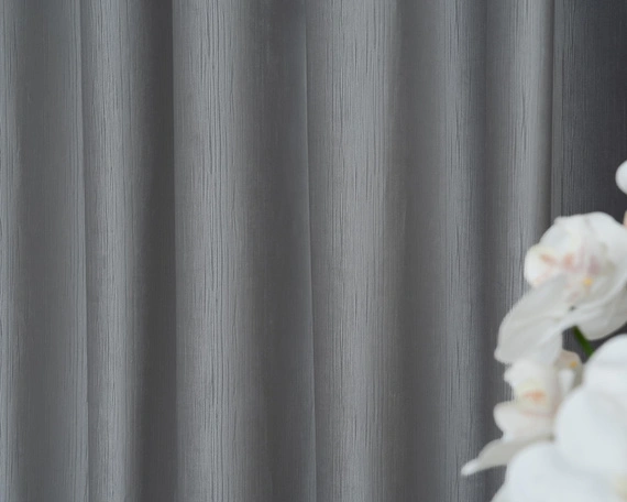 Tkanina zasłonowa VELVET EDEN prążkowana / wysokość 280cm / kolor 11 ciemny szary