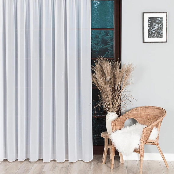 Firanka fantazyjna 031671 z ołowianką / kolor biały / kupon 140x300cm