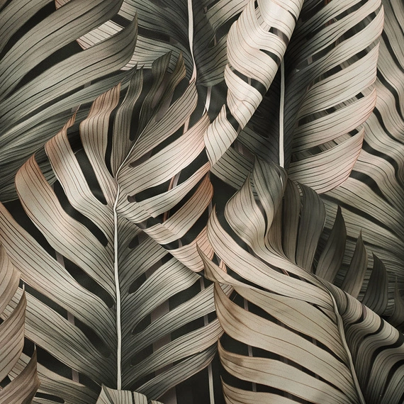 Tkanina zasłonowa w liście TROPICANA / wysokość 300cm